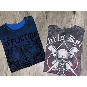 Affliction Mens Size Large T-shirts Bundle‎ Of 2 Shirts